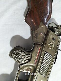 Very Rare Vintage Tin Plate Toy Tommy Gun w Stock/Muzzle Tin Toy Machine Gun AF