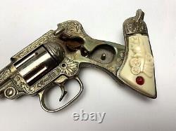 Vintage 1940 Stevens'49-ER' Toy Cap Gun. Gold Wash Finish. Very Good. Works