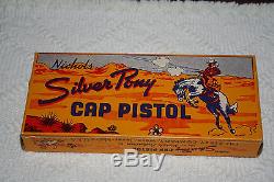 Vintage 1940s Era Perry Co. Waco Texas Nichols Silver Pony Toy Cap Gun Box ONLY
