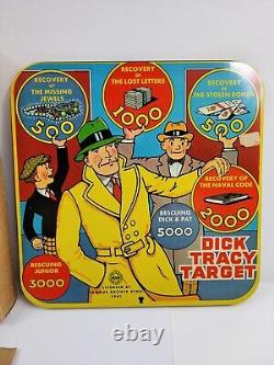 Vintage 1941 Marx Dick Tracy Double Target Colorful Tin Target With Toy Gun