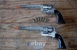 Vintage 1950-60s Hubley Ric-O-Shay Toy Cap Guns With6 Bullets