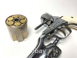 Vintage 1950's HUBLEY COLT'45 Toy Cap Gun with Gold Cylinder, Ammo and Case. Ex