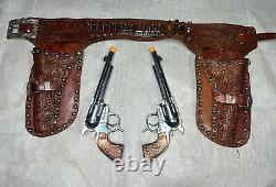 Vintage 1950's Roy Rogers Geo. Scmidt Toy Cap Guns and Holster
