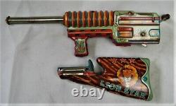 Vintage 1950's Tin Toy Cork Gun Lion Star Made in Japan