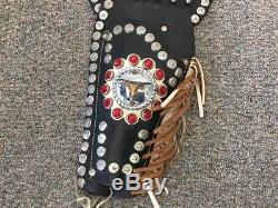 Vintage 1950s Cap Gun Gun Belt with 2 Holsters Very Ornate Amazing Free Shipping