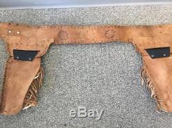 Vintage 1950s Cap Gun Gun Belt with 2 Holsters Very Ornate Amazing Free Shipping