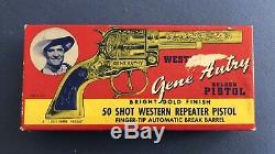 Vintage 1950s Gene Autry Cap Gun original Box Old Toy Leslie Henry Gold Finish