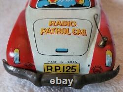 Vintage 1950s Marusan Radio Patrol Friction Police Car Guns Spark Made In Japan