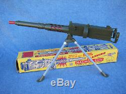 Vintage 1950s Marx Battery Op Toy US Army Tripod Machine Gun With Original Box EX