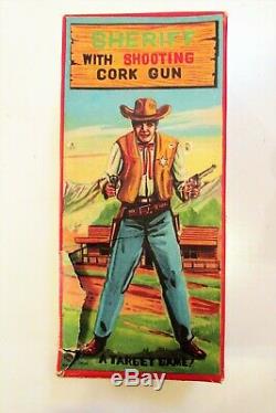 Vintage 1950s Marx Metal Sheriff with Shooting Cork Gun Toy in the Original Box