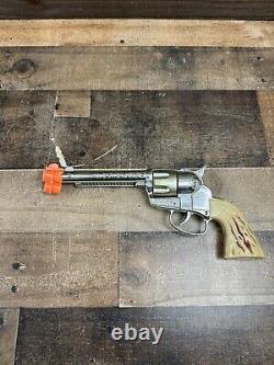 Vintage 1950s Mattel Fanner 50 Diecast Toy Cap Gun Made in USA Cowhide Holster