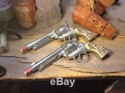 Vintage 1950s Mattel Shootin' Shell Colt. 45 Cap Gun Toy Great Condition Pair 2