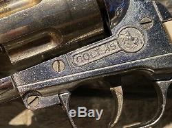 Vintage 1958 Hubley Colt 45 Cap Gun Toy Cowboy Western Die Cast In Box 6 Bullets