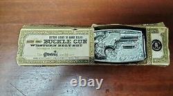 Vintage 1959 Mattel Toy Remington Derringer Buckle Cap Gun Leather Belt In Box