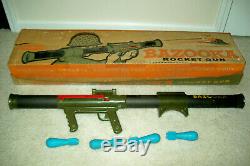 Vintage 1962 Remco Bazooka Rocket Gun in Original Box with All Four Grenades