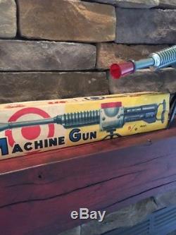 Vintage 1962 Tin Litho Toy Machine Gun NOS Battery Op Me-02 20