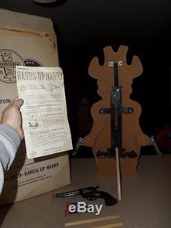 Vintage 1965 HANDS UP HARRY Western COWBOY Toy Target Dart Gun Shoot'em Game WOW