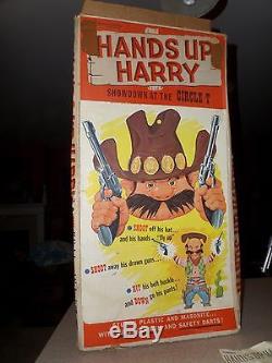 Vintage 1965 HANDS UP HARRY Western COWBOY Toy Target Dart Gun Shoot'em Game WOW