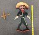 Vintage 1970's Mexican Bandito Marionette Puppet With Sombrero And Guns Mexico