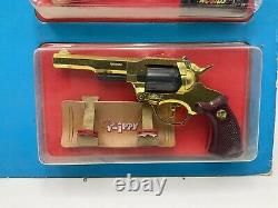 Vintage 1980 Edison Giocattoli full case Toy Gun Italy WILD WEST SET RARE NIB