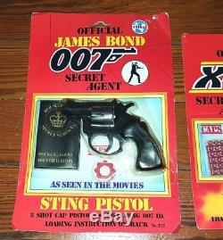 Vintage 1985 James Bond Secret Agent Toy Set Lighter Pen Cap Gun Pistol X-9 007