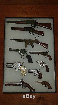 Vintage 50's-60's miniature cap guns, lot of 10 pieces. Marx, frontier, Nichols