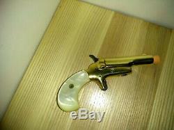 Vintage Antique Toy Cap Gun! Very Rare Gold plt Colt Pearl Grps Prop Derringer