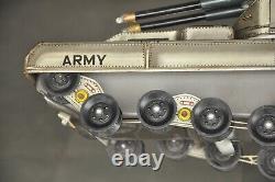 Vintage Battery M-75 ARMY Litho Double Gun Military Tank Tin Toy, Japan