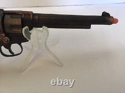 Vintage Bronze Halco Marshal Cap Gun, Bullets, Grips, Works, Excellent