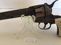 Vintage Bronze Halco Marshal Cap Gun, Bullets, Grips, Works, Excellent