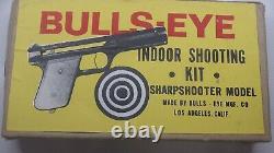 Vintage Bulls-Eye Indoor Shooting Kit Rubber Band Gun with Box Great Condition