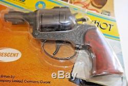 Vintage Crescent Toys Secret Agent Diecast Toy Gun Flippy Rare Mint On Card B359