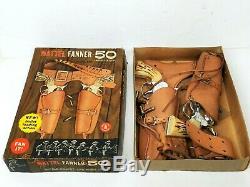 Vintage Fanner 50 MARSHAL Double Holster Set Mattel unfired in box cap gun toys