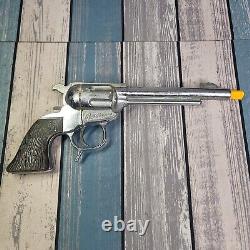 Vintage G. Schmidt Roy Rogers Cap Gun 1950-60 Copper Grip Long Barrel Chrom NICE