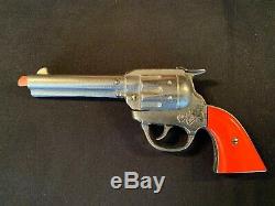 Vintage Gene Autry TOY Western Repeating Cap Pistol WithOriginal Box Orange Gun
