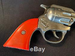 Vintage Gene Autry Toy Cap Pistol Gun withStudded Leather Holster & Extra Handle