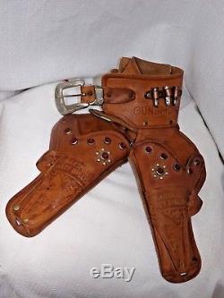 Vintage Gunsmoke Marshall Matt Dillon Leather Toy Cap Gun Holster Rare Condition
