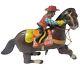 Vintage Haji Cow Boy/ Gun Wind Up Litho Tin Toy Jumping Horse Made In Japan