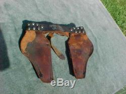 Vintage HOPALONG CASSIDY Cowboy Western Leather Holsters For Toy Cap Guns