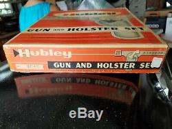 Vintage HUBLEY Toy Gun and Cow Hide Holster Set NO. 3042 Texan 38 Cap Gun