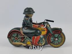 Vintage Hadson Japan Tin friction Motorcycle with Machine Gun Sound MP Army Bike