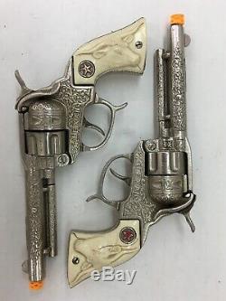 Vintage Hubley Cap Guns With Rhinestone Holsters & Cuffs