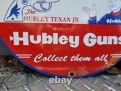 Vintage Hubley Guns Porcelain Sign Texas Firearm Toy Revolver Oil Gas Service