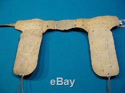 Vintage Hubley Leather Holster Belt Cap Gun Set- RARE markings