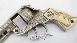 Vintage Hubley Texan Cast Iron Cap Gun Long Horn Pattern Handle Grip Toy Gun AE