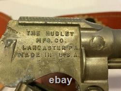 Vintage Hubley Western 2 Cap Gun with Ornate Holster Set White Handle Bull