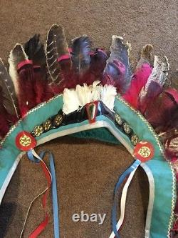 Vintage Indian Head Dress Piece American Cowboy Chief Western Cap Gun Rare