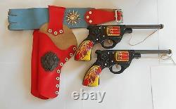 Vintage Japan Tin Cap Gun Pistol Toy Cowboy Indian Perfect Working Condition
