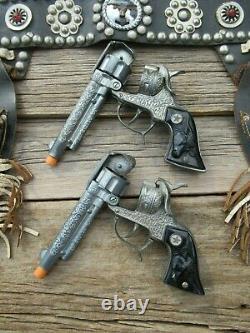 Vintage Keystone Cap Gun Holster Set-Hubley Texan Guns-Early 1950s