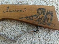 Vintage Kids Toy Rifle Woodstock pop gun Western cowboy 1970s etched Chief 21